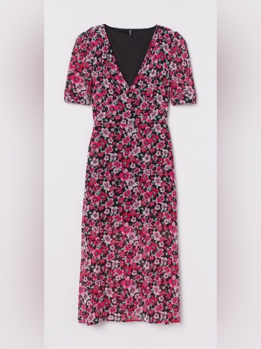 H&M Black Dress with Pink Floral Print